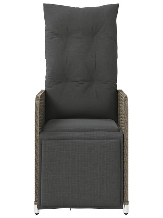 Fotoliu de exterior Rattan Gri cu pernă 54.5x58.5x92cm