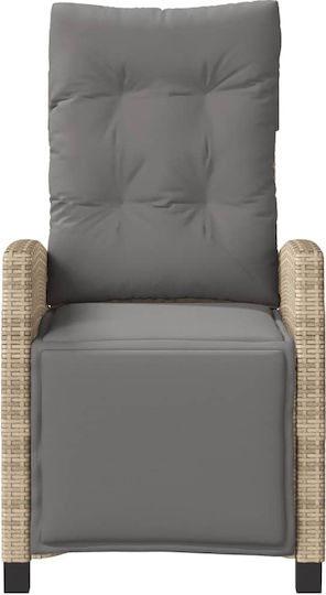 Fotoliu de Exterior Rattan Mixed Beige cu pernă 2buc 57x66x93cm.