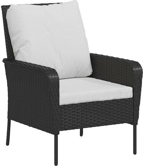Outdoor-Sessel Rattan Black Velvet-Black Metal mit Kissen 69x78x88εκ.