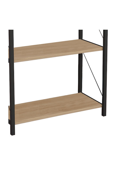 Bookcase Jackrey Black Velvet-Black Metal 60x30x114cm
