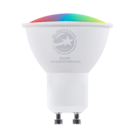 GloboStar Smart Λάμπα LED 5.5W για Ντουί GU10 και Σχήμα MR16 Ρυθμιζόμενο Λευκό 550lm Dimmable