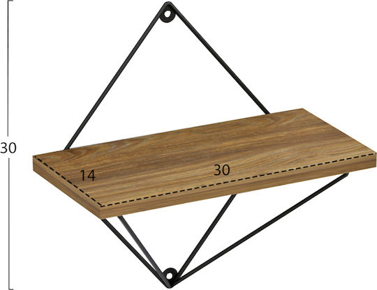 Homemarkt Zannard Wandregal-Set Hm8929.11 Metall Schwarz-Melamin Natur 30x14x30 cm