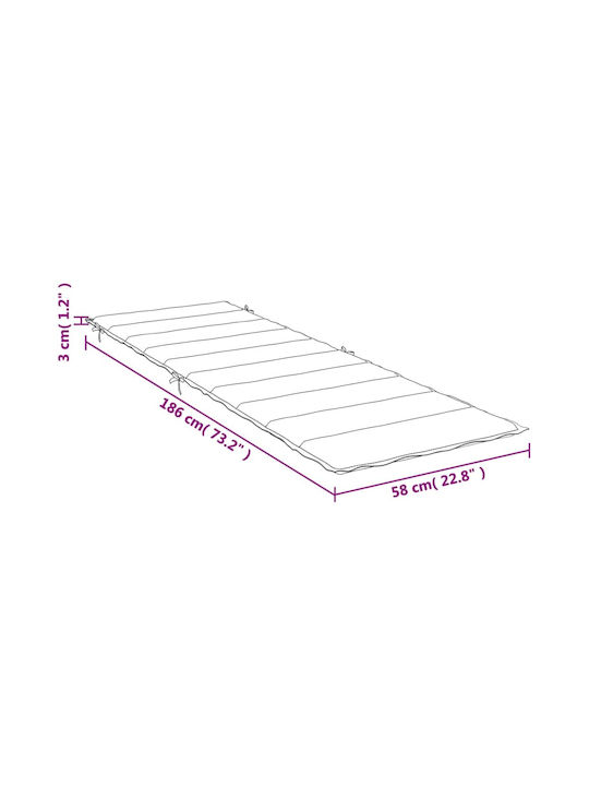vidaXL Sunbed Cushion with Backrest Cream 58x186cm