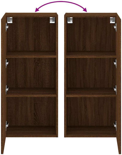 Wall-Mounted Living Room Cabinet made of Particle Board Brown Oak 40.5x30x90cm
