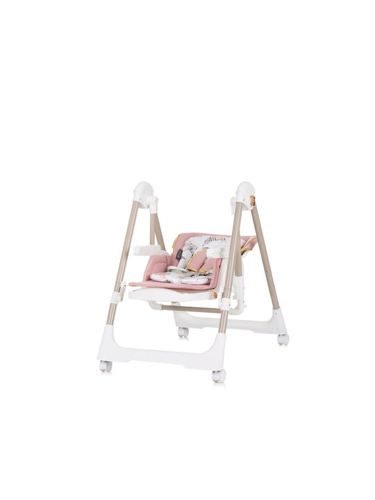 Chipolino Milk Shake Foldable Baby Highchair 2 in 1 with Adjustable Height Flamingo