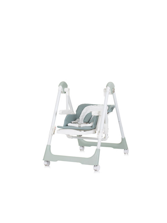 Chipolino Milk Shake Foldable Highchair 2 in 1 with Metal Frame & Leatherette Seat Pastel Green
