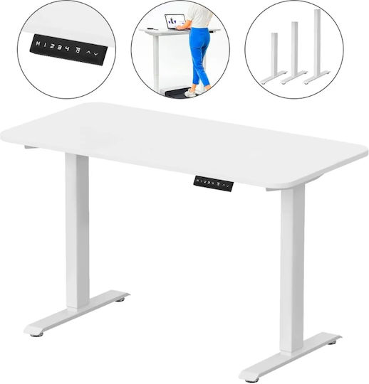 Γραφείο Walkingdesk Ξύλινο Λευκό με Μεταλλικά Πόδια & Ρυθμιζόμενο Ύψος 100x57x70εκ.