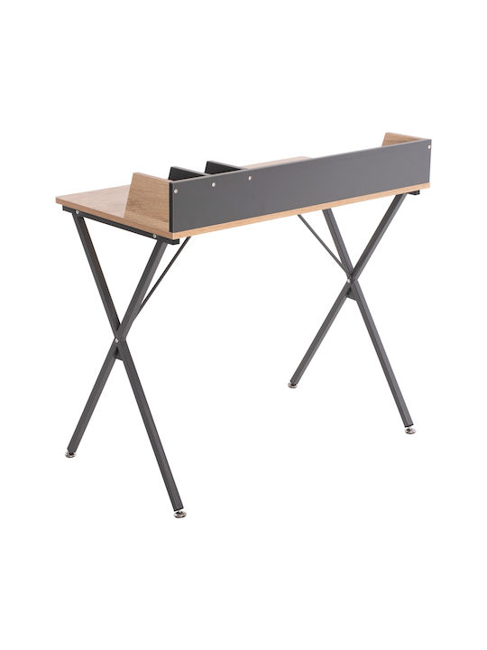 Schreibtisch Holz Grey / Natural mit Metallbeinen 90x50x78cm
