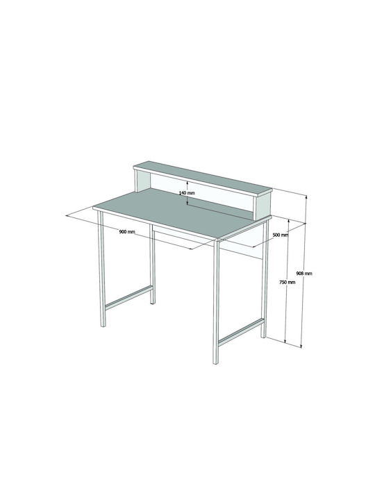 Desk Brescia Wooden Black / Walnut with Metal Legs 90x50x75cm