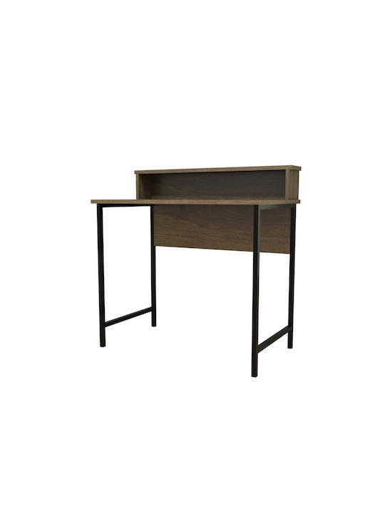 Desk Brescia Wooden Black / Walnut with Metal Legs 90x50x75cm