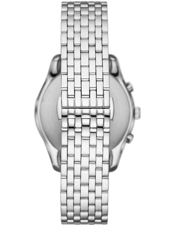 Emporio Armani Antonio Ανδρικό Ρολόι 41mm Χρονογράφος Μπαταρίας με Ασημί Μεταλλικό Μπρασελέ