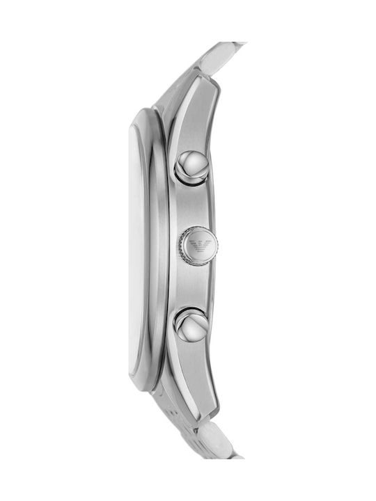 Emporio Armani Antonio Ανδρικό Ρολόι 41mm Χρονογράφος Μπαταρίας με Ασημί Μεταλλικό Μπρασελέ