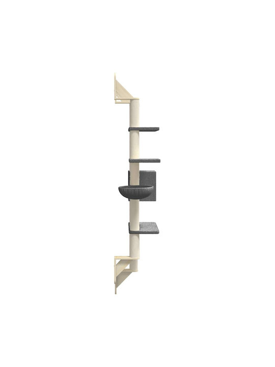 vidaXL Scratching Post Cat Trees Gray Wall Mounted 4 levels 79.5x35x180cm