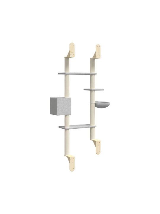vidaXL Scratching Post Cat Trees Gray Wall Mounted 4 levels 79.5x35x180cm