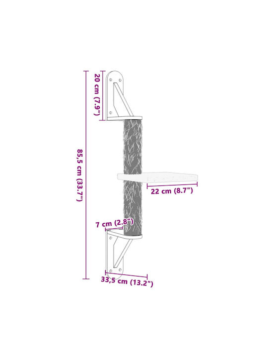 vidaXL Scratching Post Cat Trees Beige Wall Mounted 22x33.5x85.5cm
