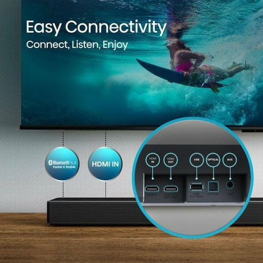 Hisense Soundbar 5.1.2 Bluetooth και HDMI 500W με Ασύρματο Subwoofer και Τηλεχειριστήριο Μαύρο AX5125H
