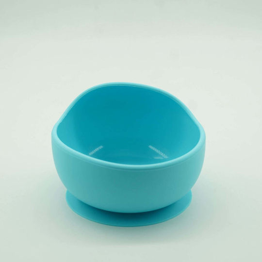 Set 5 Piese Diversificare pentru Copii din Silicon: Bavetă Flippy, Farfurie Compartimentată, Castron cu Ventuză, Tacâmuri cu Ventuză, Fără Alergeni, Albastru
