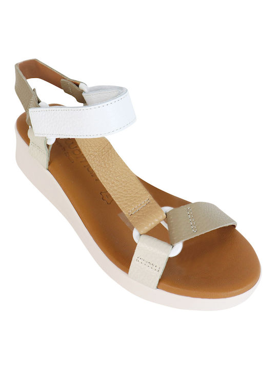 Women's Leather Platform Shoes Beige
