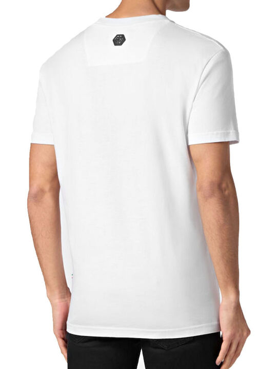 Philipp Plein T-shirt Bărbătesc cu Mânecă Scurtă White