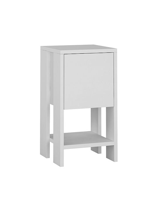 Ema Wooden Bedside Table White 30x30x55cm