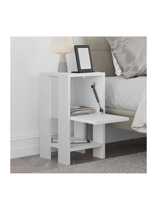 Ema Wooden Bedside Table White 30x30x55cm