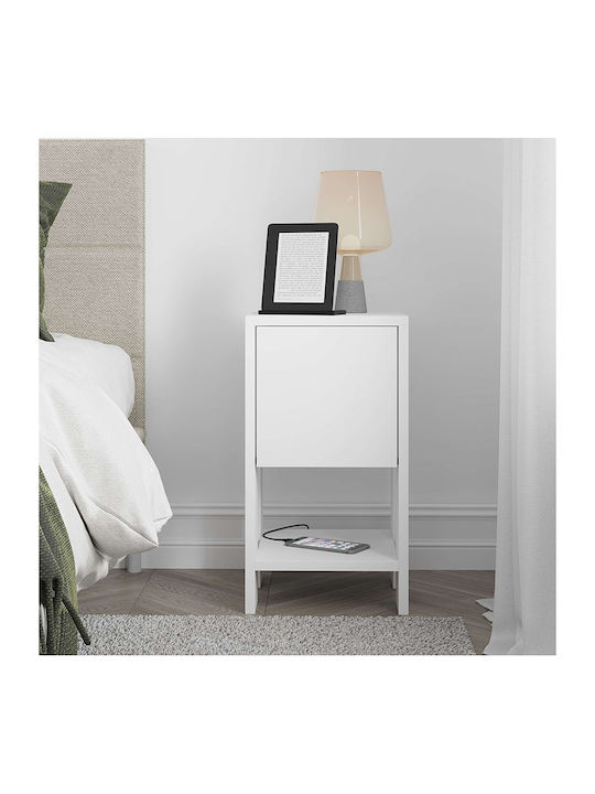 Ema Wooden Bedside Table White 30x30x55cm