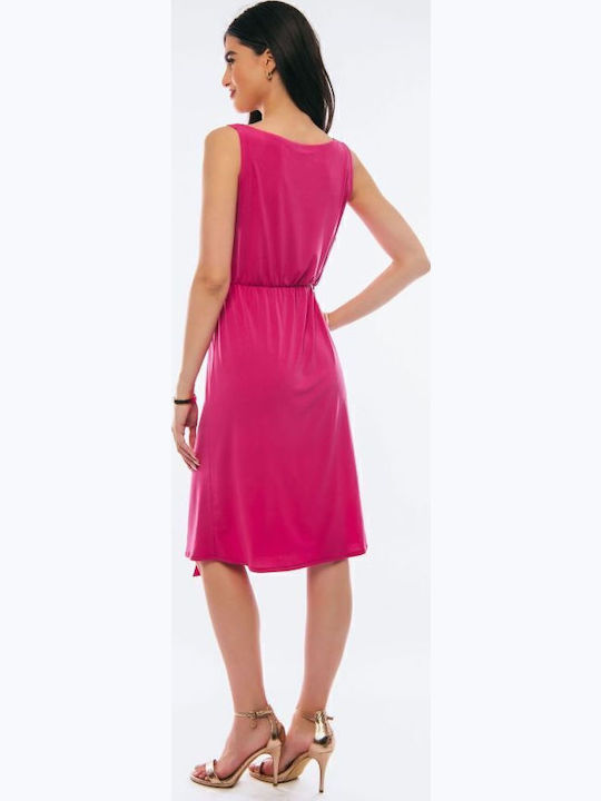 Summer Midi Evening Dress Wrap Fuchsia