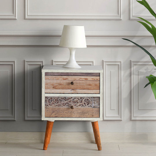 Κομοδίνο Malmo Ξύλινο Λευκό 55x40x55cm