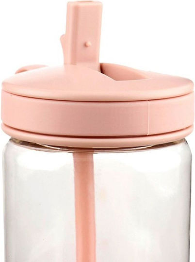 Melii Kinderflasche Silikon mit Strohhalm Spikey Light Pink 503ml (Verschiedene Designs/Farben)