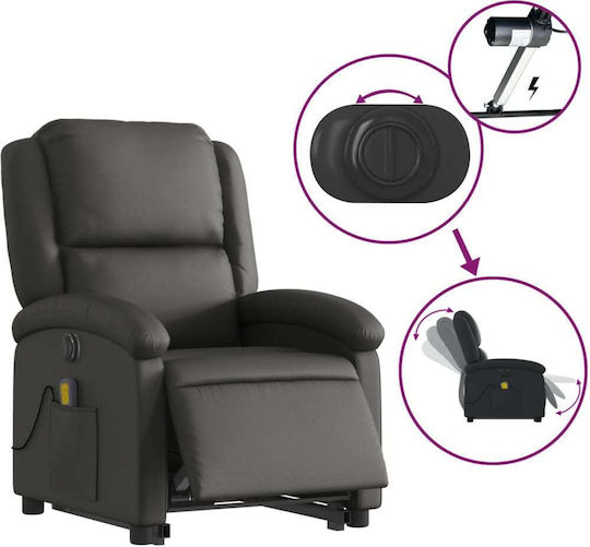 Πολυθρόνα Relax Massage από Γνήσιο Δέρμα Μαύρο 71x86.5x99.5cm