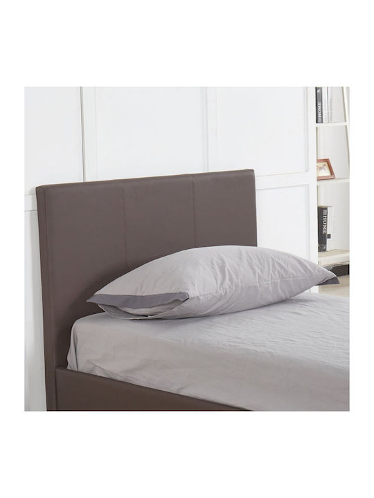Azalea Bett Einzelbett Mit Kunstleder bezogen Dark Brown für Matratze 90x200cm