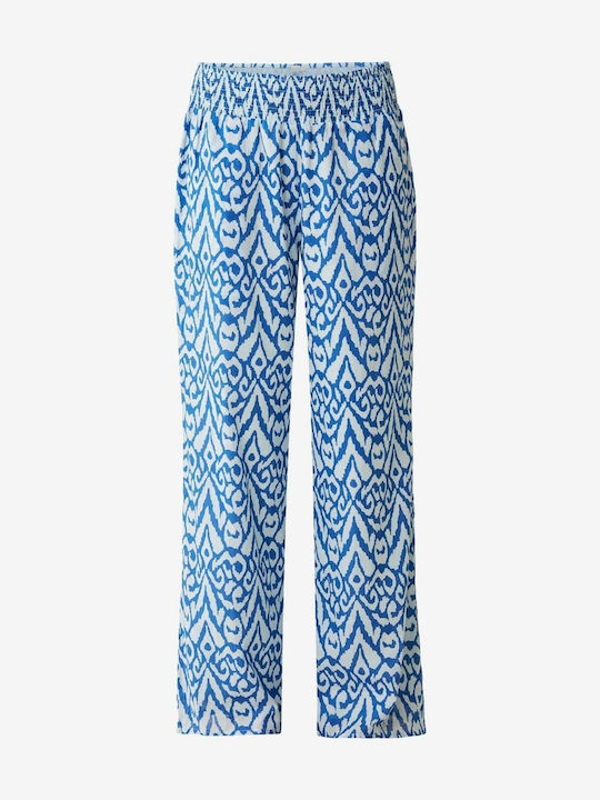Women's Fabric Trousers with Elastic Blue