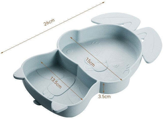 Set de Diversificare pentru Bebeluși Flippy din Silicon 26 X 15 Cm 1 Farfurie cu 1 Compartiment în Forma de Iepuraș Linguriță Furculiță Paie Perie pentru Paie cu Ventuză Fără Alergeni Formă Creativă