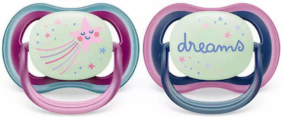 Philips Pacifiers Silicone Air Star Pink/Purple Night for 6-18 months 2pcs