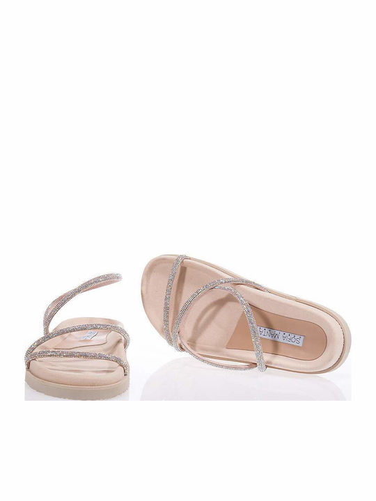 Leather Women's Flat Sandals Rose Gold