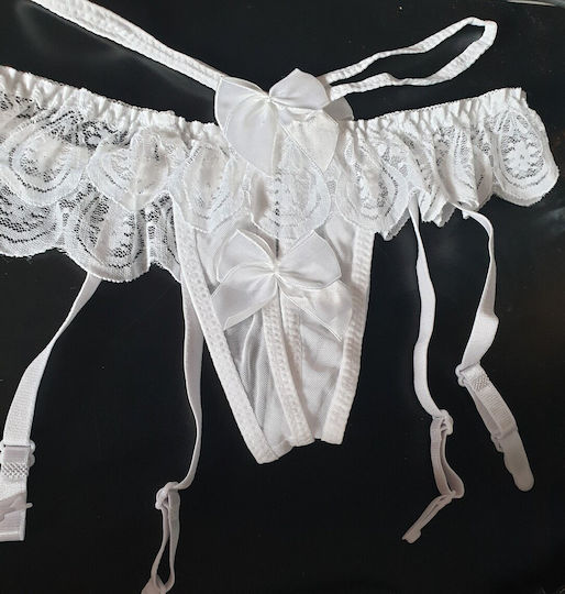 Offener G-String Strumpfhalter Weiß