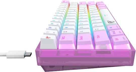 Havit KB877L Гейминг Механична Клавиатура 60% с Custom суичове и RGB подсветка (Английски US) Purple / White
