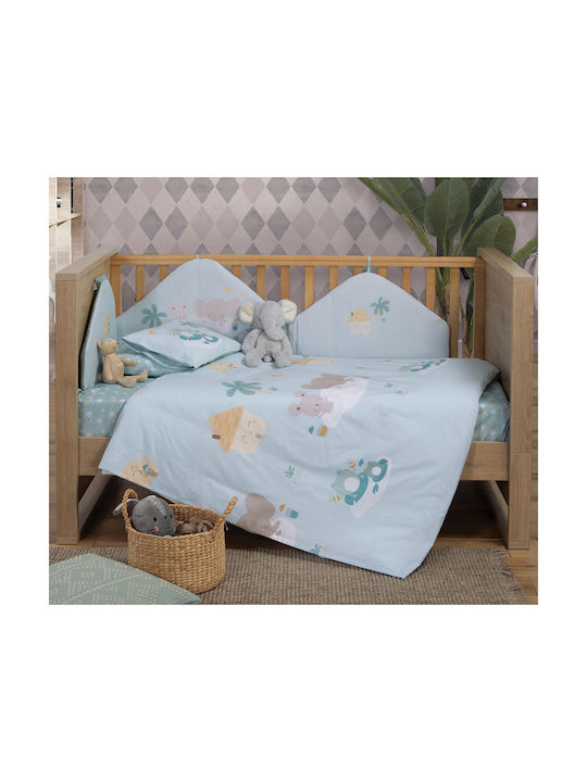 Nef-Nef Homeware Enjoy Life Baby Sheets Set Crib Cotton Aqua 120x170cm