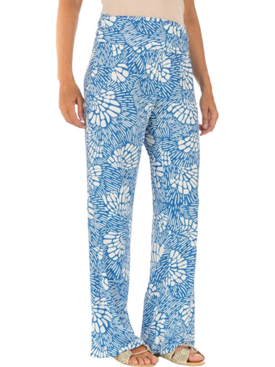 Γυναικείο Υφασμάτινο Παντελόνι Blue/White