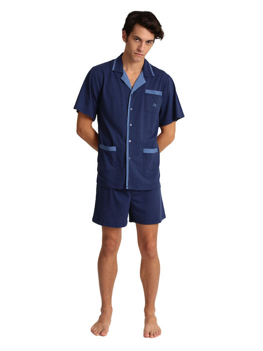 Lydia Creations Men's Summer Pajamas Set Blue