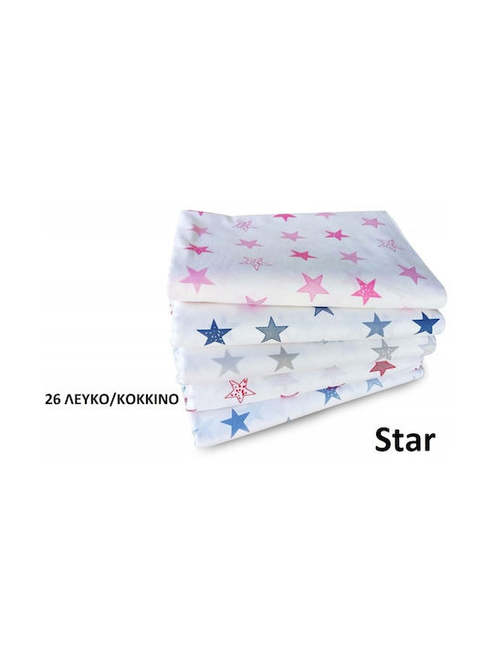 Dimcol Star Baby Sheet Cradle Cotton 26 White / Red 80x110cm 1914413707302665