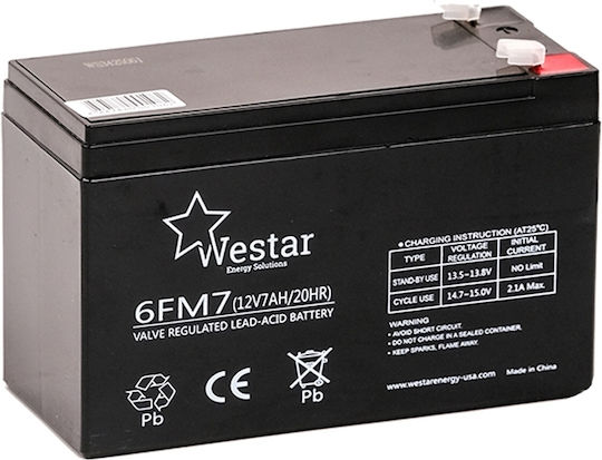 Westar Μπαταρία UPS με Χωρητικότητα 7Ah και Τάση 12V WSFM7-12 1τμχ