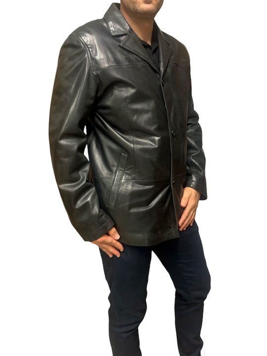 MARKOS LEATHER Herren Jacke Leder Schwarz