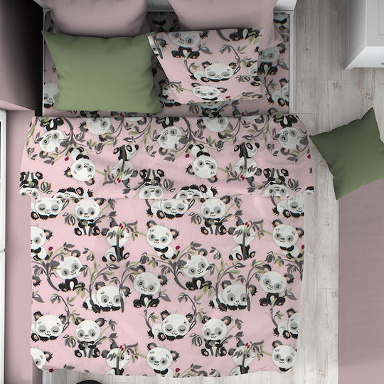 Dimcol Single Set Panda Bear Pink 160x240cm Dimcol Single Set Panda Bear Pink 160x240cm