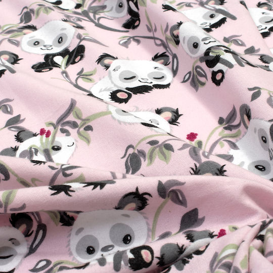 Dimcol Bettwäsche-Set Einzel Baumwolle Panda Bear Pink 160x240cm 3Stück