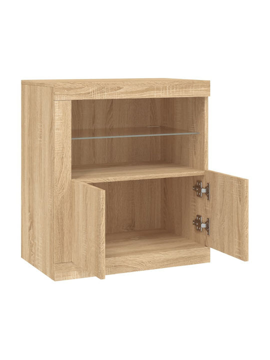 Living Room Display Cabinet made of Particle Board with Lighting Sonoma Oak 60.5x37x67cm