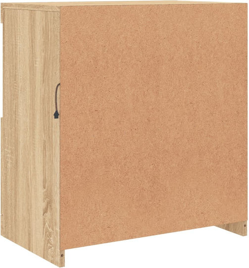 Living Room Display Cabinet made of Particle Board with Lighting Sonoma Oak 60.5x37x67cm