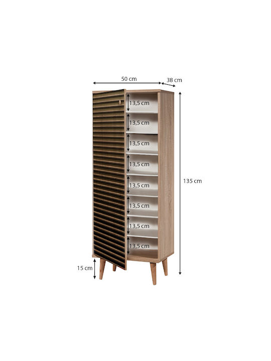 Soho Wooden Shoe Organizer with 8 Shelves Sonoma 50x38x135cm
