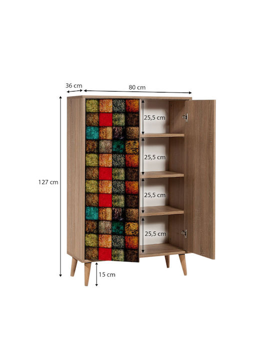 Soho Wooden Shoe Organizer with 4 Shelves Sonoma 80x36x127cm