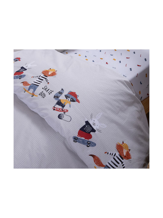 Nef-Nef Homeware Single Cotton Sheets Set Skate With Style Gray/Red 170x260cm